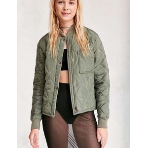 Urban Outfitters Quilted Green Bomber Jacket
